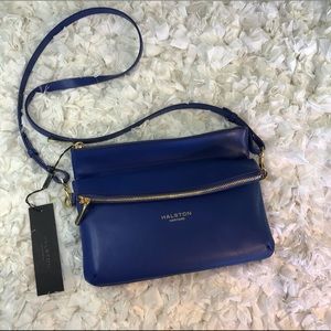 Halston heritage lapis blue zipper purse